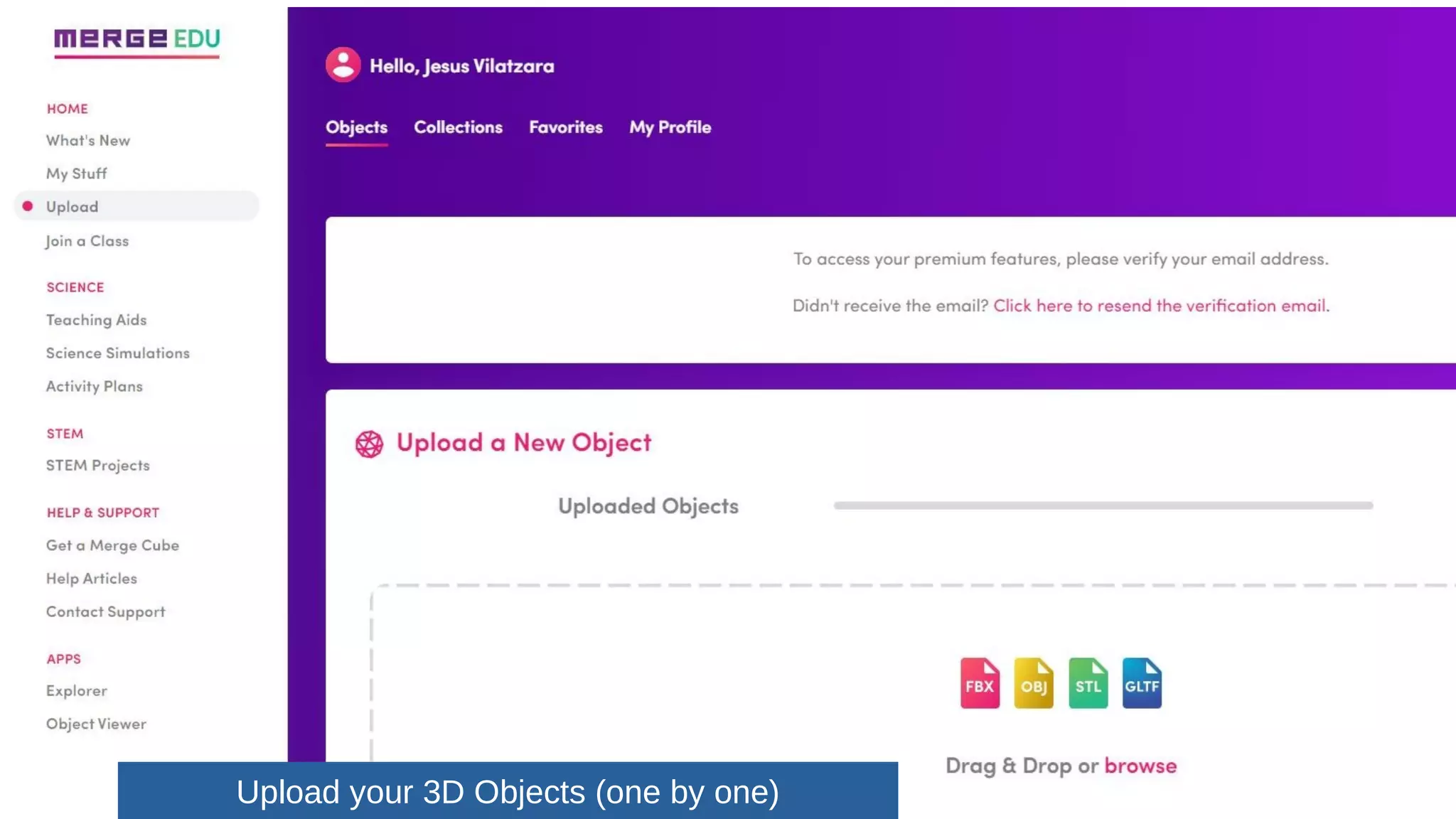 Upload your 3D Objects (one by one)