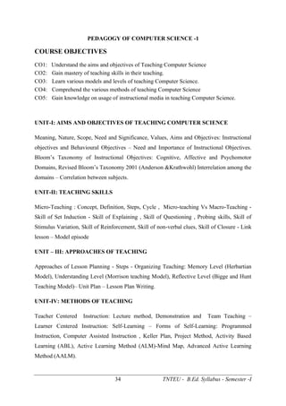 B.Ed. semester 1 syllabus 2021 | PDF