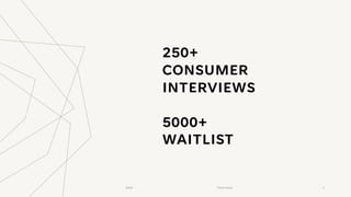 250+
CONSUMER
INTERVIEWS
5000+
WAITLIST
20XX Pitch Deck 2
 