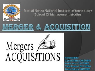 Motilal Nehru National Institute of technology
School Of Management studies

Presented ByUjjwal Mishra 2012MB01
Satish Aarya 2012MB02
Nidhi Kumari 2012MB04
Tarun Talreja 2012MB05 1

 