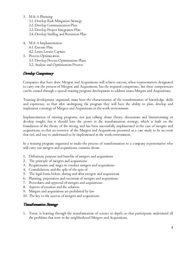 mergers and acquisitions resumes