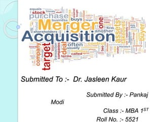 Submitted To :- Dr. Jasleen Kaur
Submitted By :- Pankaj
Modi
Class :- MBA 1ST
Roll No. :- 5521
 