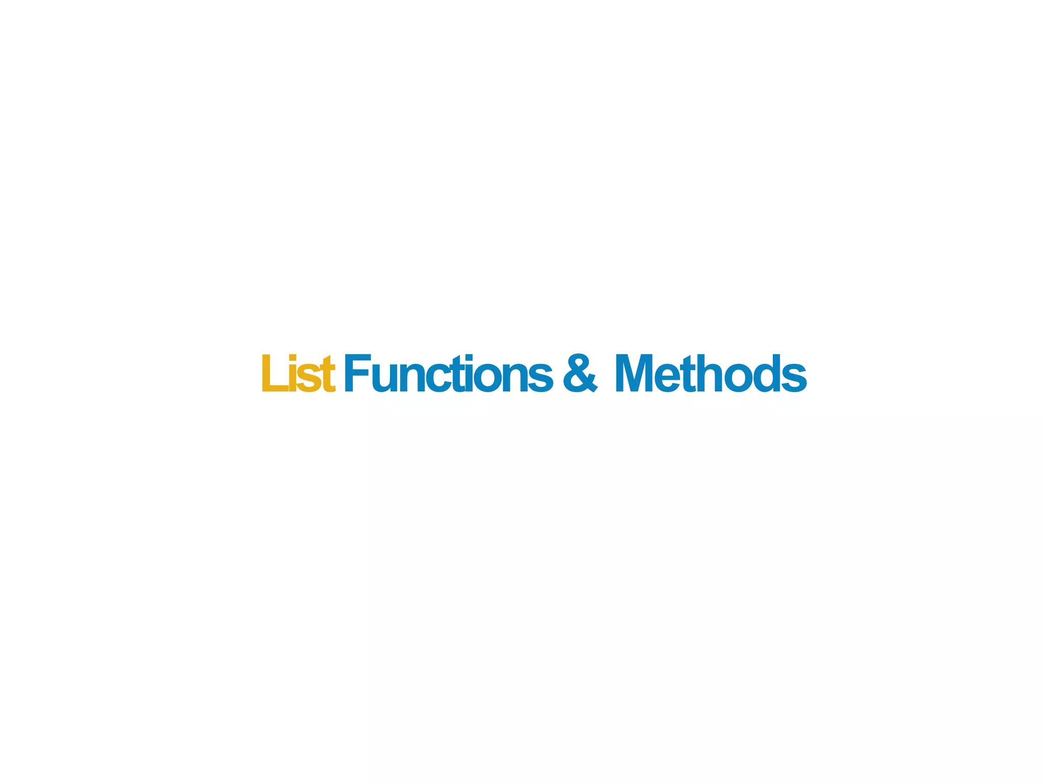 ListFunctions& Methods
 