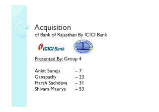 Merger Icici Rajasthan Bank Ppt