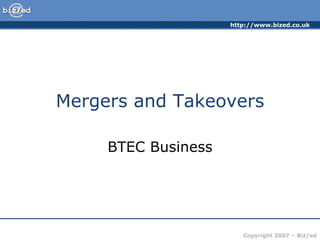 Mergers and Takeovers BTEC Business 