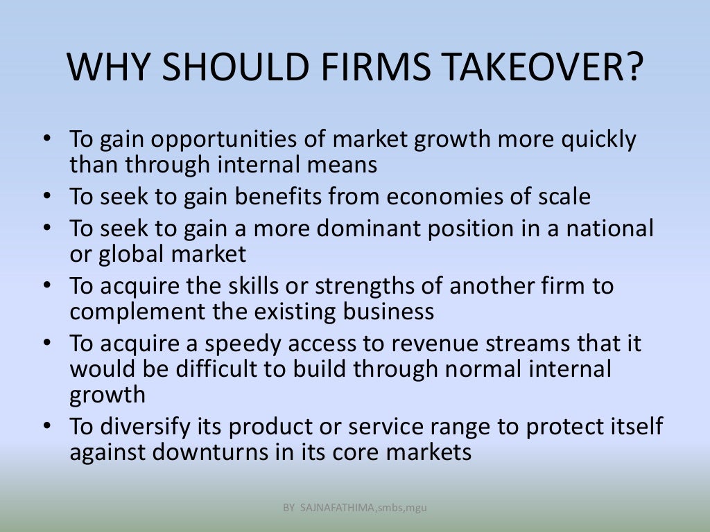 Mergers acquisitions and takeovers