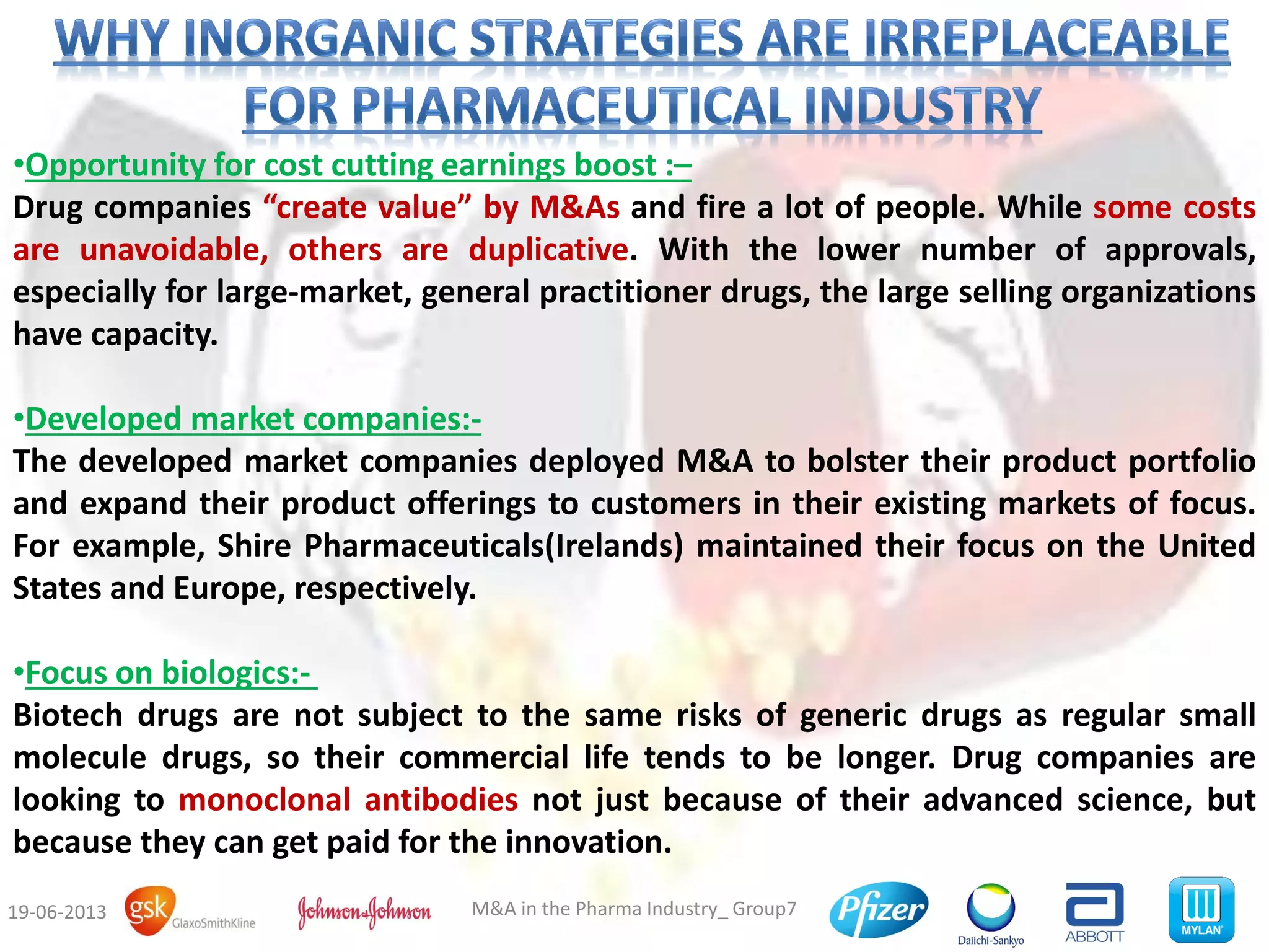 Mergers & acquisitions pharma industry | PDF