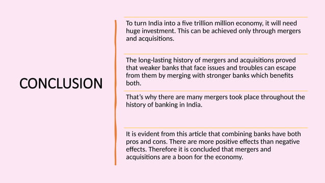 MERGERS AND ACQUSITIONS OF BANKS IN INDIA.pptx | Mergers and ...