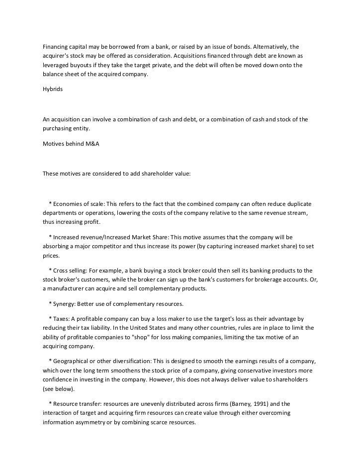 mergers and acquisitions cover letter