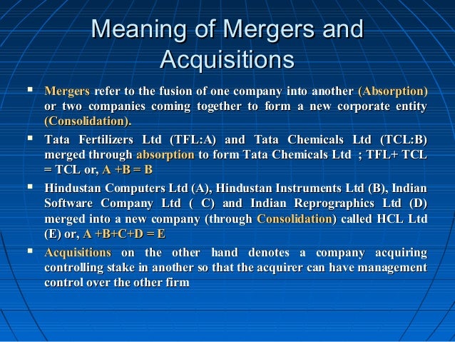 Mergers and acquisitions