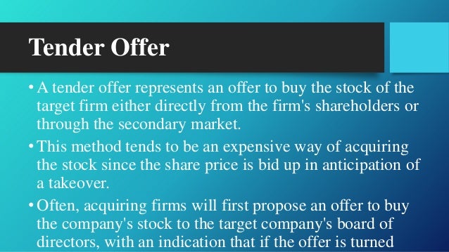 Tender offer stock options