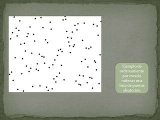 Ejemplo de ordenamiento por mezcla ordenar una lista de puntos aleatorios.