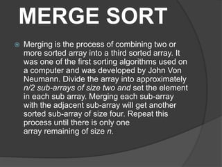 Merge sort | PPTX | Programming Languages | Computing