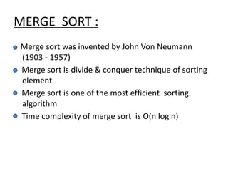 Merge sort algorithm power point presentation | PPTX | Computing ...