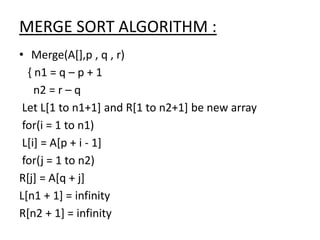 Merge sort algorithm power point presentation | PPT