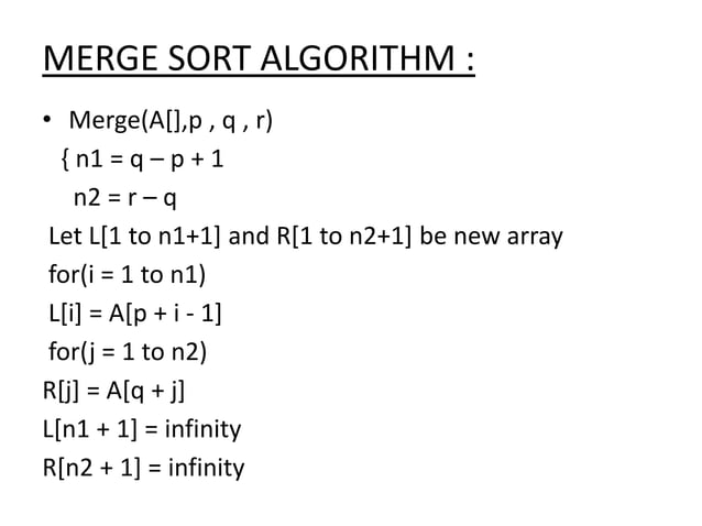 Merge sort algorithm power point presentation | PPTX | Computing ...