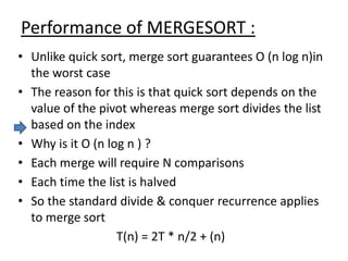 Merge sort algorithm power point presentation Slide 24