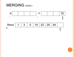 MERGING (CONT.)
75
1 3 5 10 23 25 54
X
:
Y
:
Resul
t:
 