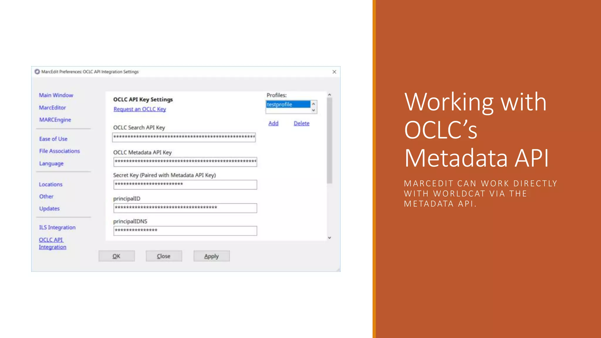 Working with
OCLC’s
Metadata API
MARCEDIT CAN WORK DIRECTLY
WITH WORLDCAT VIA THE
METADATA API.
 