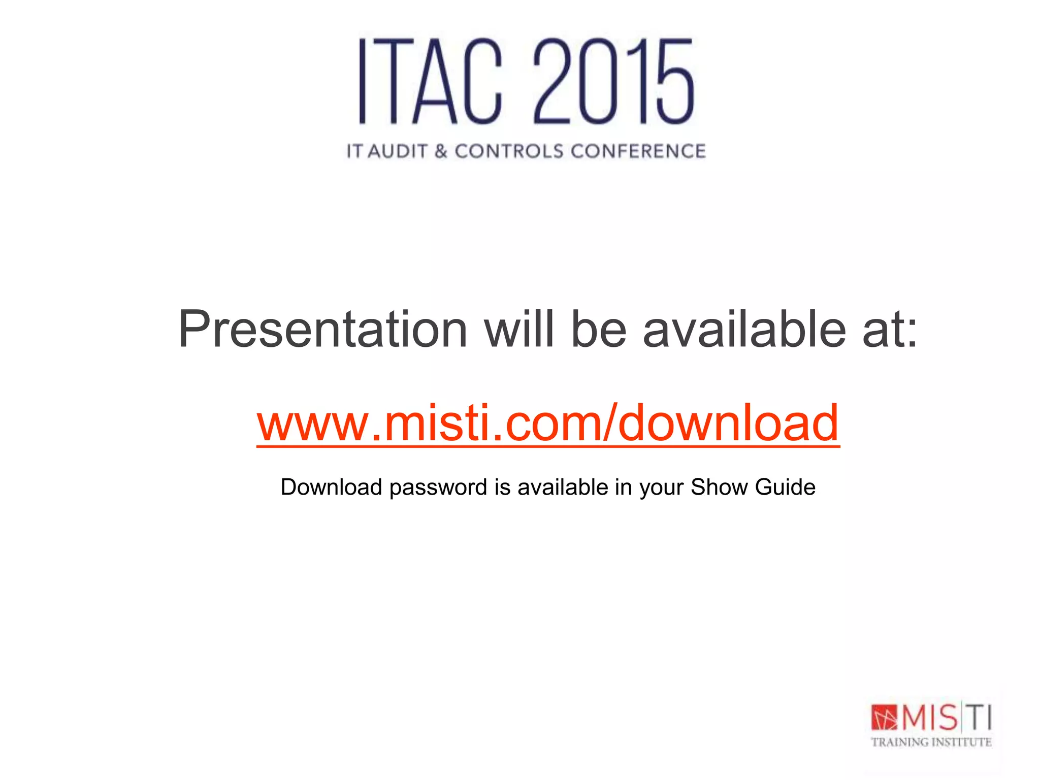 Presentation will be available at:
www.misti.com/download
Download password is available in your Show Guide
 