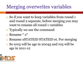 Merging for ihds.info