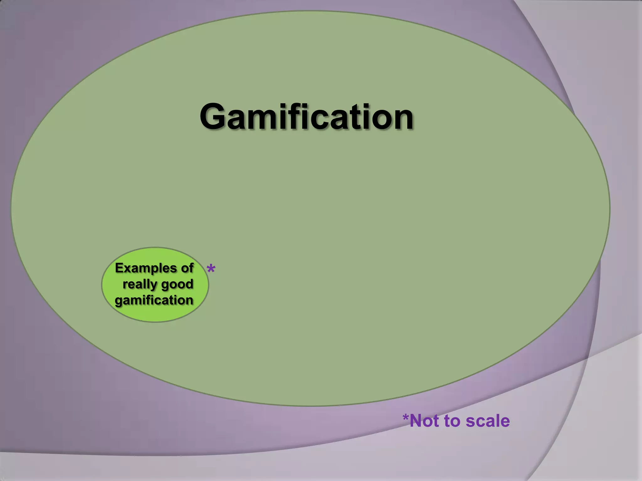 Gamification



Examples of
 really good   *
gamification




                          *Not to scale
 