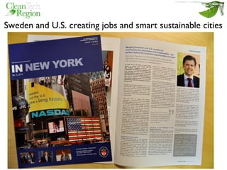 Sweden and U.S. creating jobs and smart sustainable cities
 