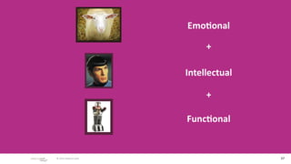 Emo;onal

                             +

                        Intellectual

                             +

                        Func;onal


 © 2010 adaptive path                  17
 