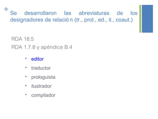 La implementación del nuevo código de catalogación RDA en los registros ...