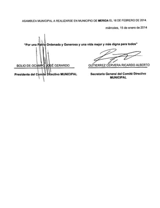 Convocatoria Asamblea Municipal de Merida