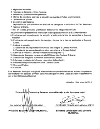 Convocatoria Asamblea Municipal de Merida