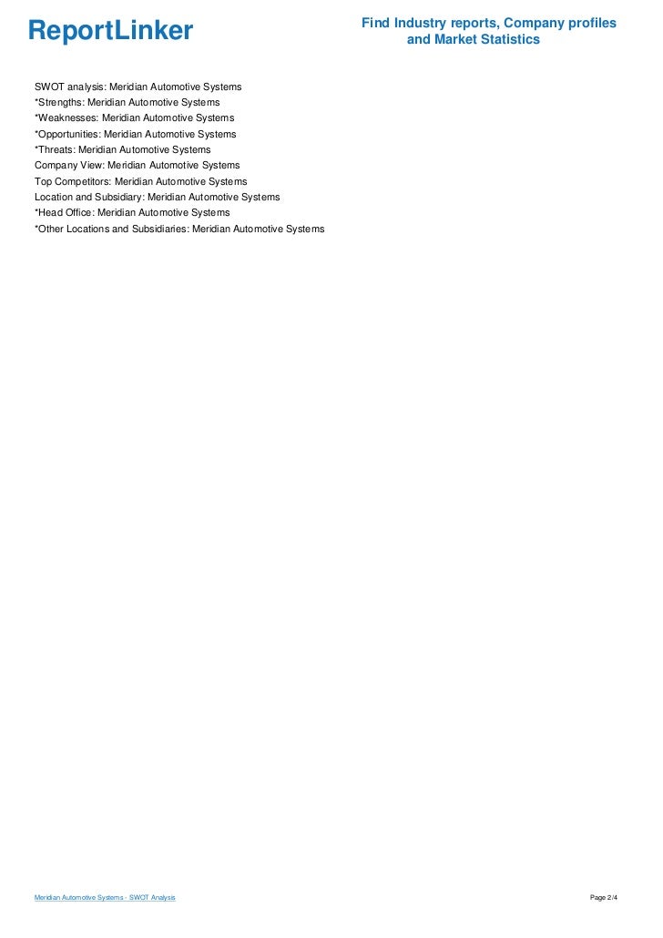 Meridian Automotive Systems SWOT Analysis