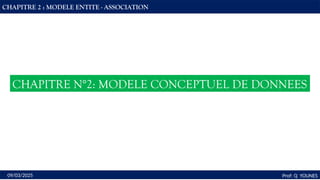 18
Prof: Q YOUNES
09/03/2025
CHAPITRE 2 : MODELE ENTITE - ASSOCIATION
CHAPITRE N°2: MODELE CONCEPTUEL DE DONNEES
 