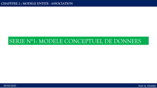 49
Prof: Q YOUNES
09/03/2025
CHAPITRE 2 : MODELE ENTITE - ASSOCIATION
SERIE N°1: MODELE CONCEPTUEL DE DONNEES
 