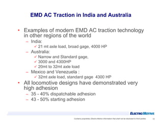 EMD AC Traction in India and Australia

• Examples of modern EMD AC traction technology
  in other regions of the world
  ...
