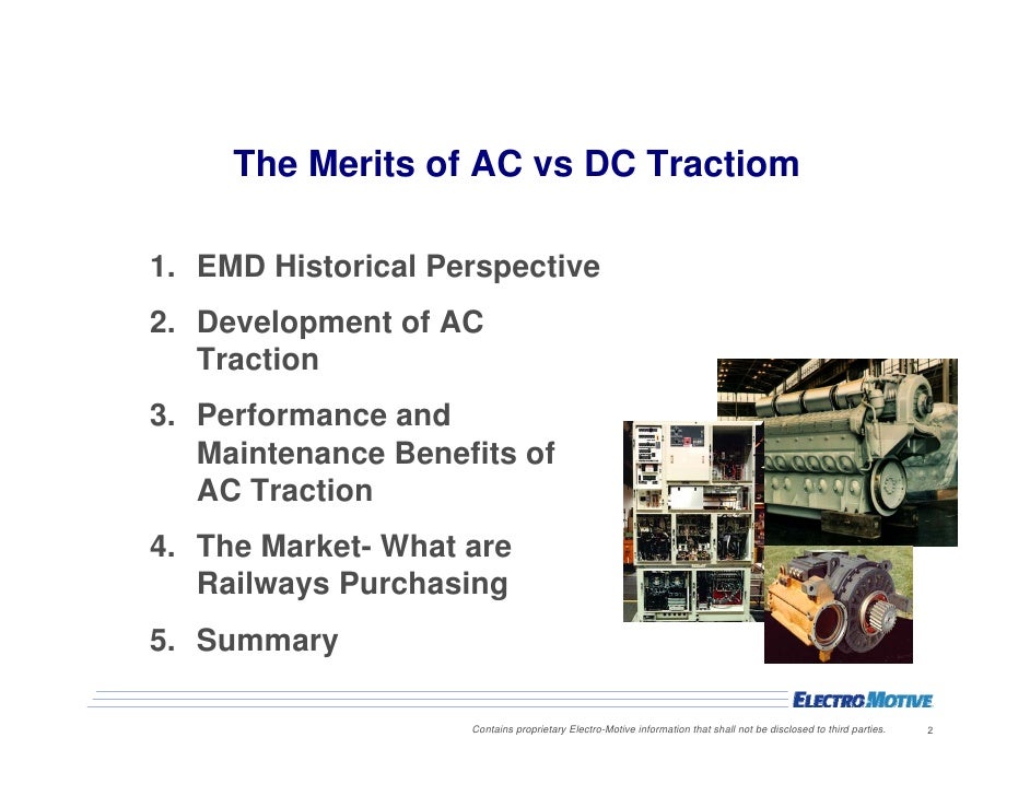 A comparison of ac traction and dc traction locomotives