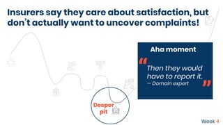Deeper
pit
Insurers say they care about satisfaction, but
don’t actually want to uncover complaints!
Then they would
have ...