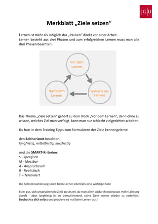 Merkblatt „ziele setzen | PDF