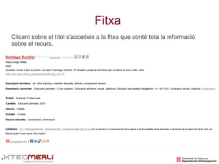 Fitxa
Clicant sobre el títol s'accedeix a la fitxa que conté tota la informació
sobre el recurs.
 