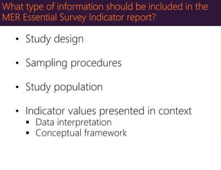 Collecting the PEPFAR OVC MER Essential Survey Indicators: Frequently ...