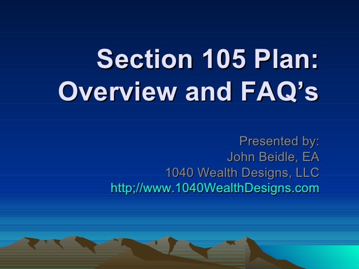 Section 105 Plan Template Section 105 Plan Template