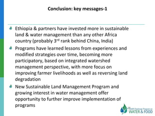 Ethiopian Water and Land Management programs over 35 years: Lessons learned and to be learned