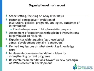 Ethiopian Water and Land Management programs over 35 years: Lessons learned and to be learned