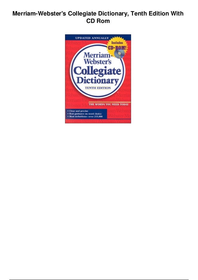 Merriam websters collegiate dictionary tenth edition with cd rom pdf
