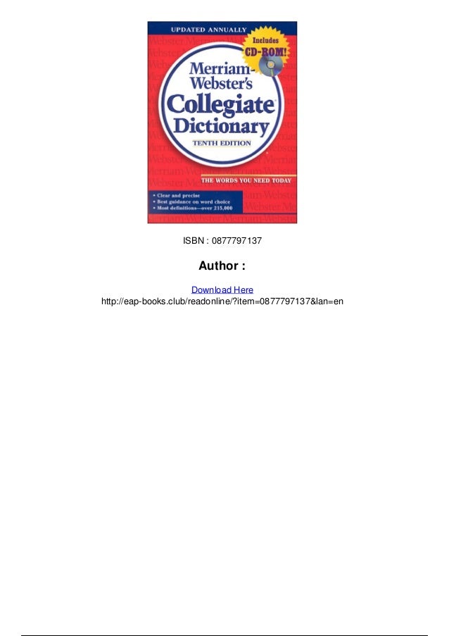 Merriam websters collegiate dictionary tenth edition with cd rom pdf