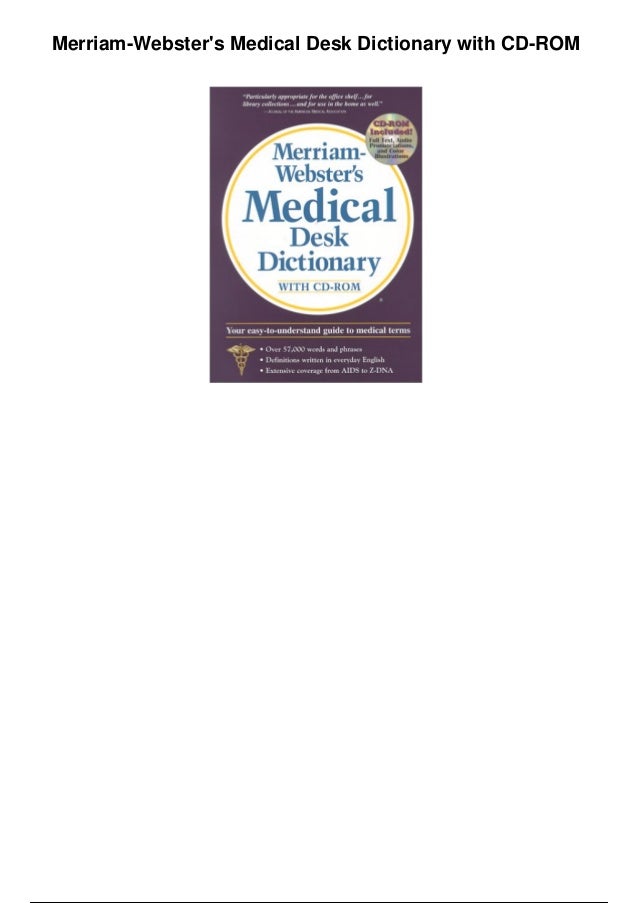 Merriam Websters Medical Desk Dictionary With Cd Rom Pdf