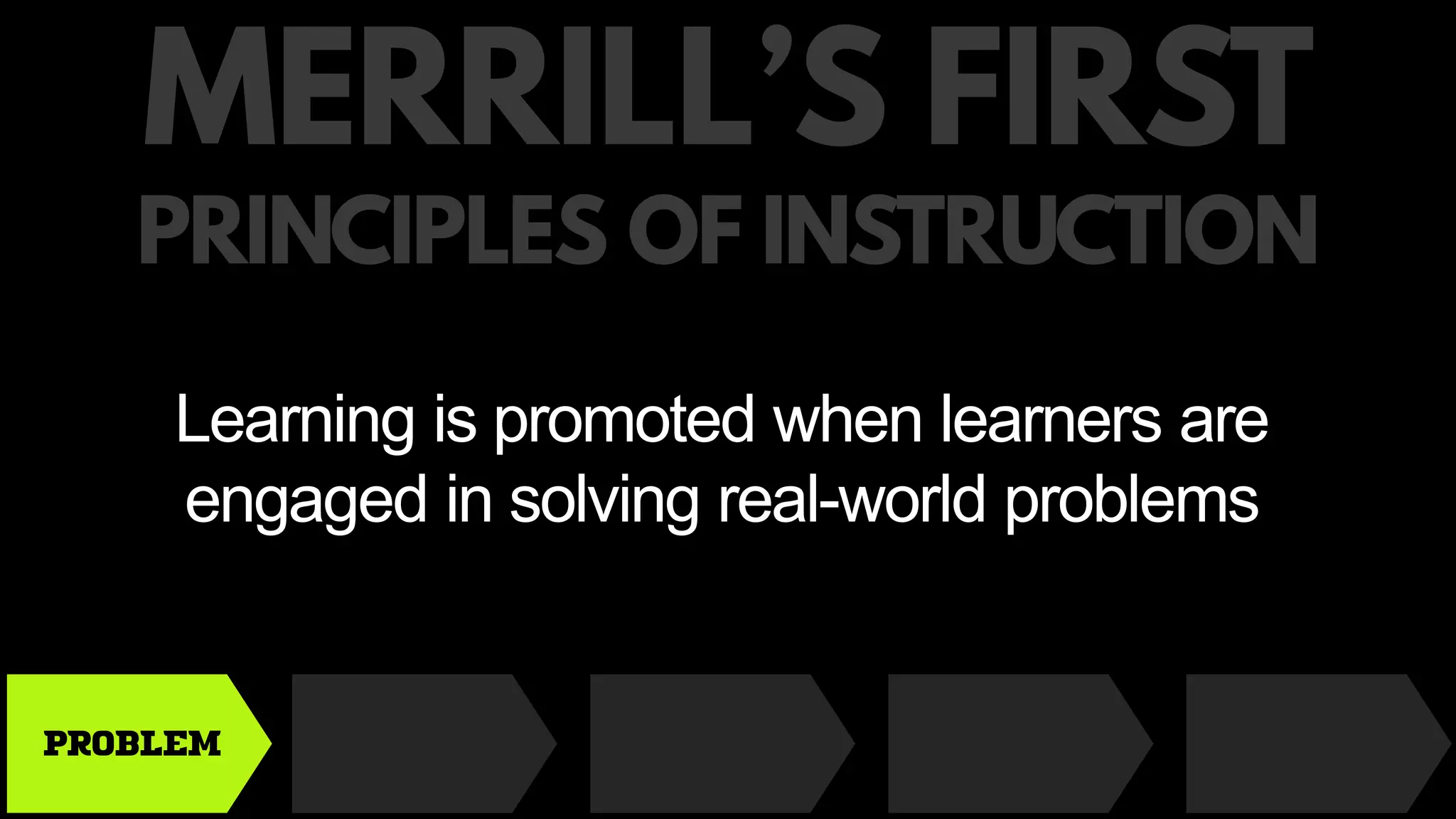 PROBLEM
Learning is promoted when learners are
engaged in solving real-world problems
 
