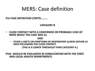 Mers Rider Definition Middle East Respiratory Syndrome MERS | PPTX