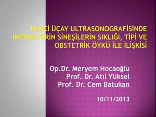 Op.Dr. Meryem Hocaoğlu
Prof. Dr. Atıl Yüksel
Prof. Dr. Cem Batukan
10/11/2013
 