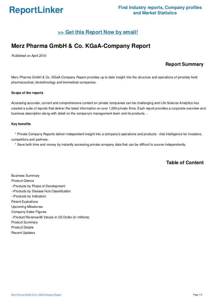 Merz Pharma GmbH & Co. KGaA-Company Report